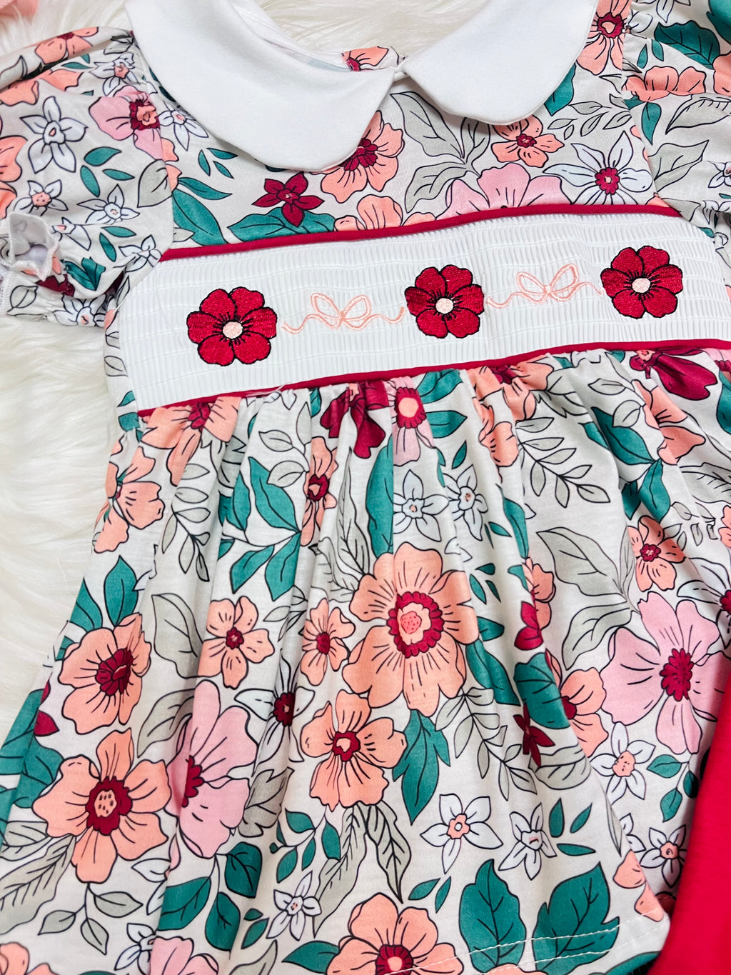 Girl’s Burgundy Floral Print Set