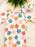 Girl’s Fall Floral Baby Gown with Matching Headband