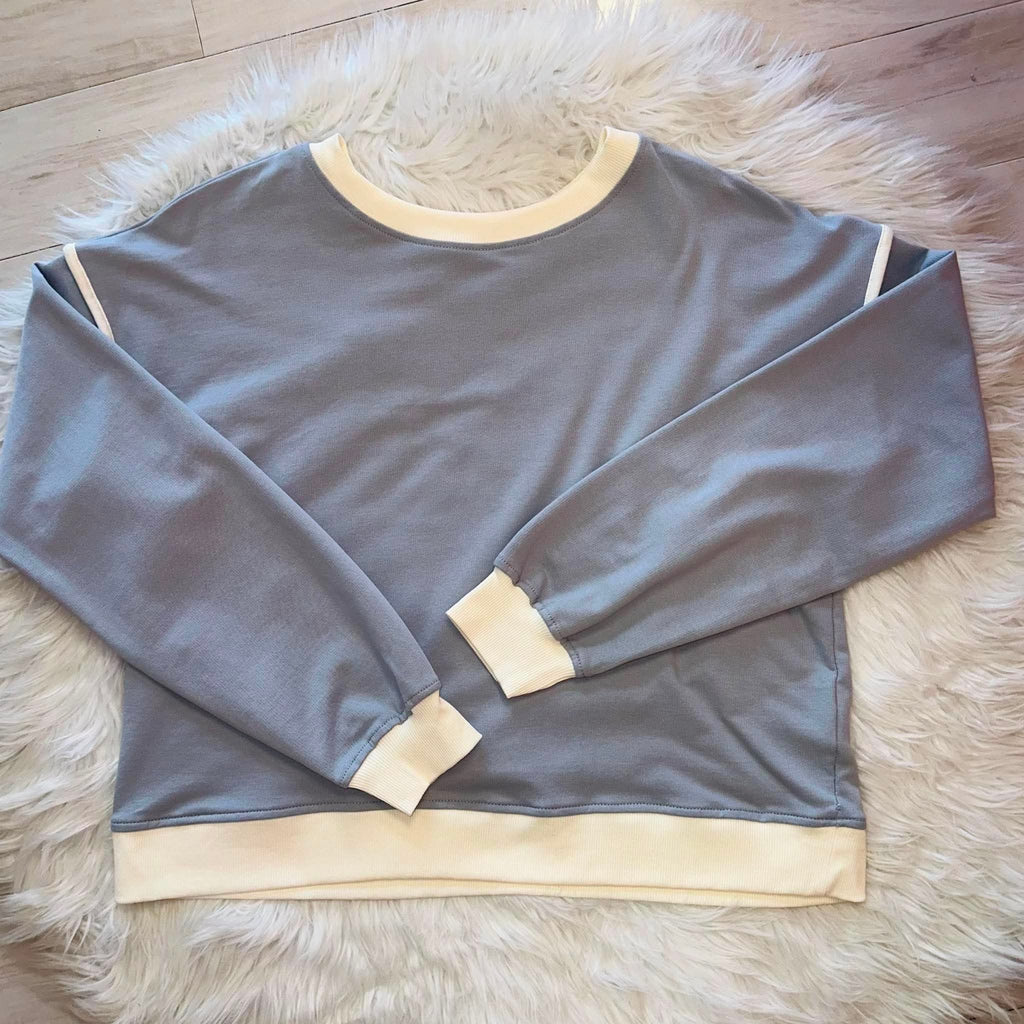 Women’s Zenana Gray Short Set with Contrast Seams