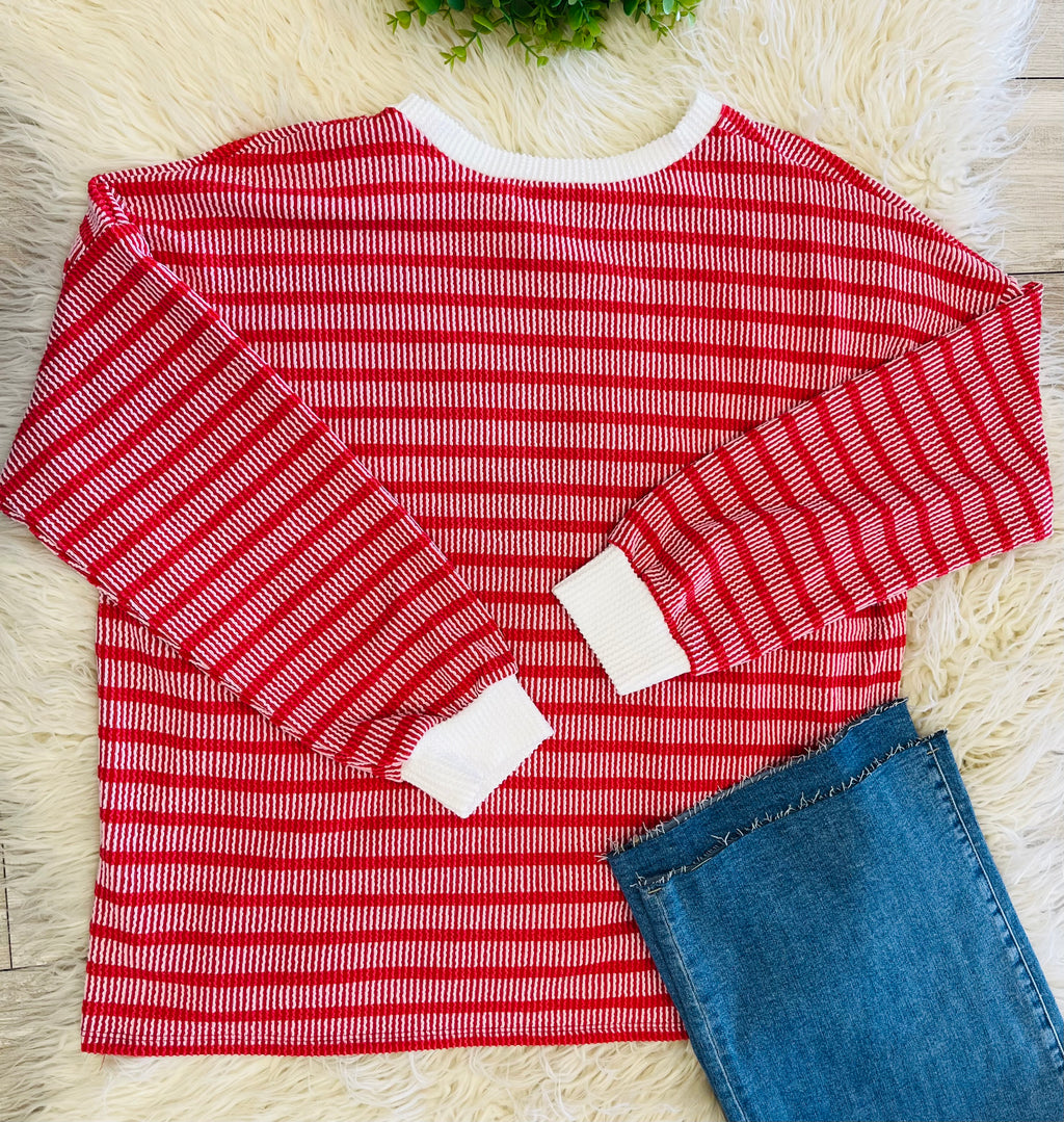 Women’s Ribbed Long Sleeve in Ruby - True to Size