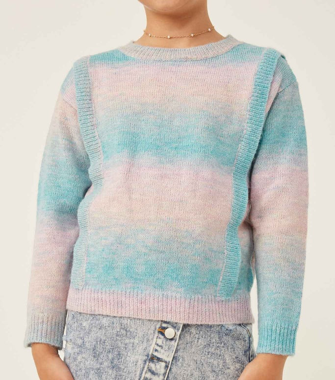 Girls Purple And Blue Mix Sweater - Mini Mee Boutique