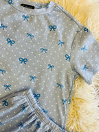 Women’s Evermmee Blue Heart and Bows Short Set