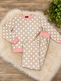 Evermmee Taupe Polka Dot Pants Set Womens