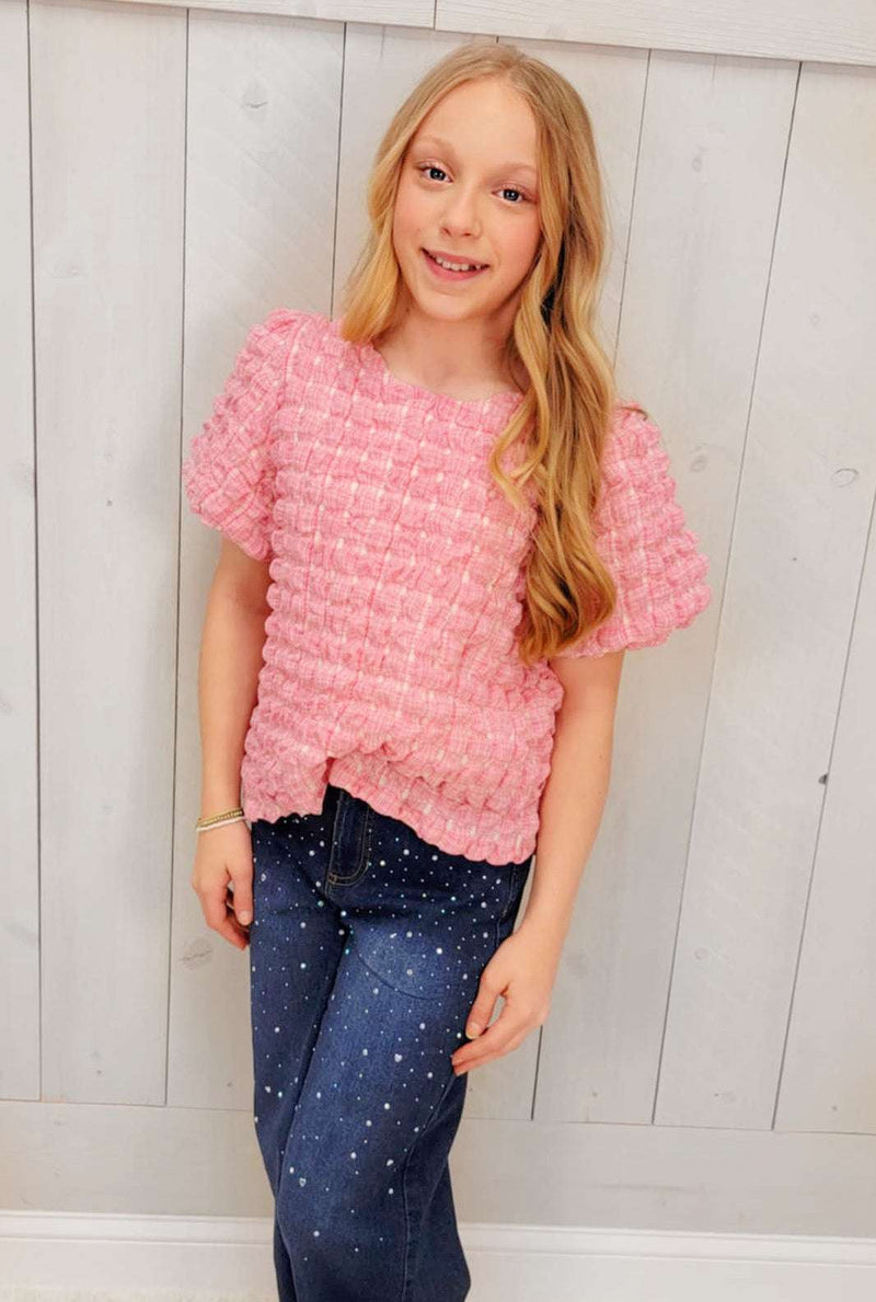 Girls Pink Puffer Top - Mini Mee Boutique