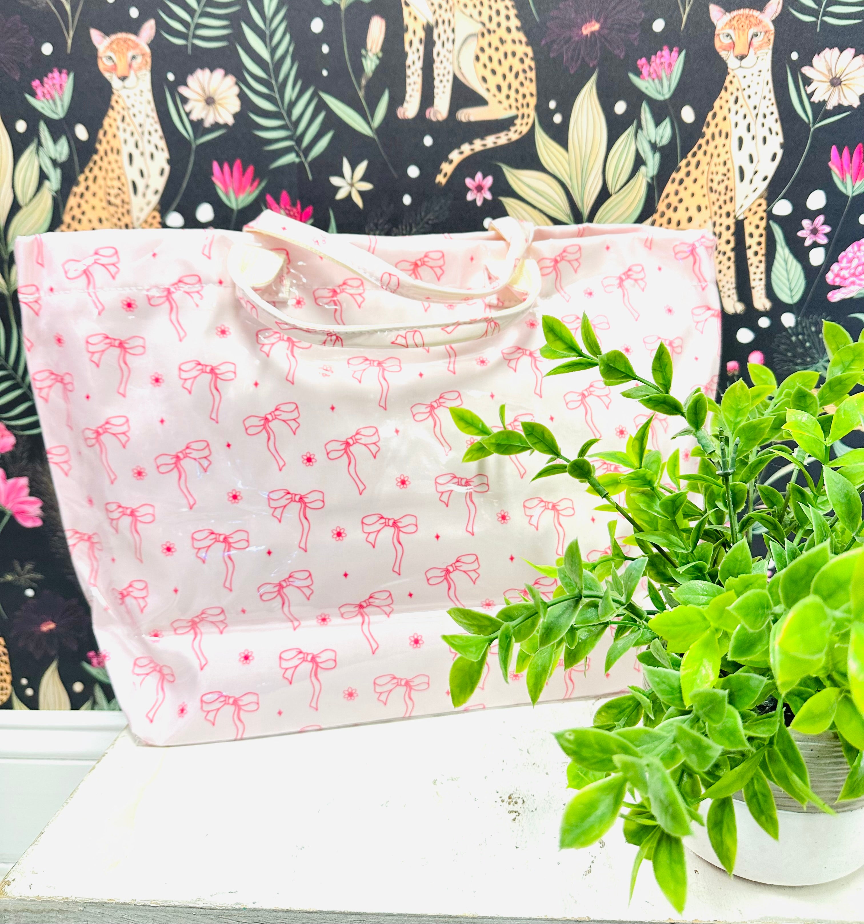 Women’s Pink Bow Vinyl Tote Bag