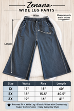 Women’s Curvy Petite Zenana Enzyme Wash Charcoal Grey Wide-Leg Pants