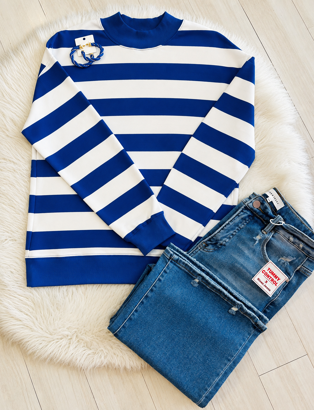 True Blue Striped Sweater Top Women’s