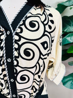 Women’s Umgee Cream & Black Abstract Print Belted Dress