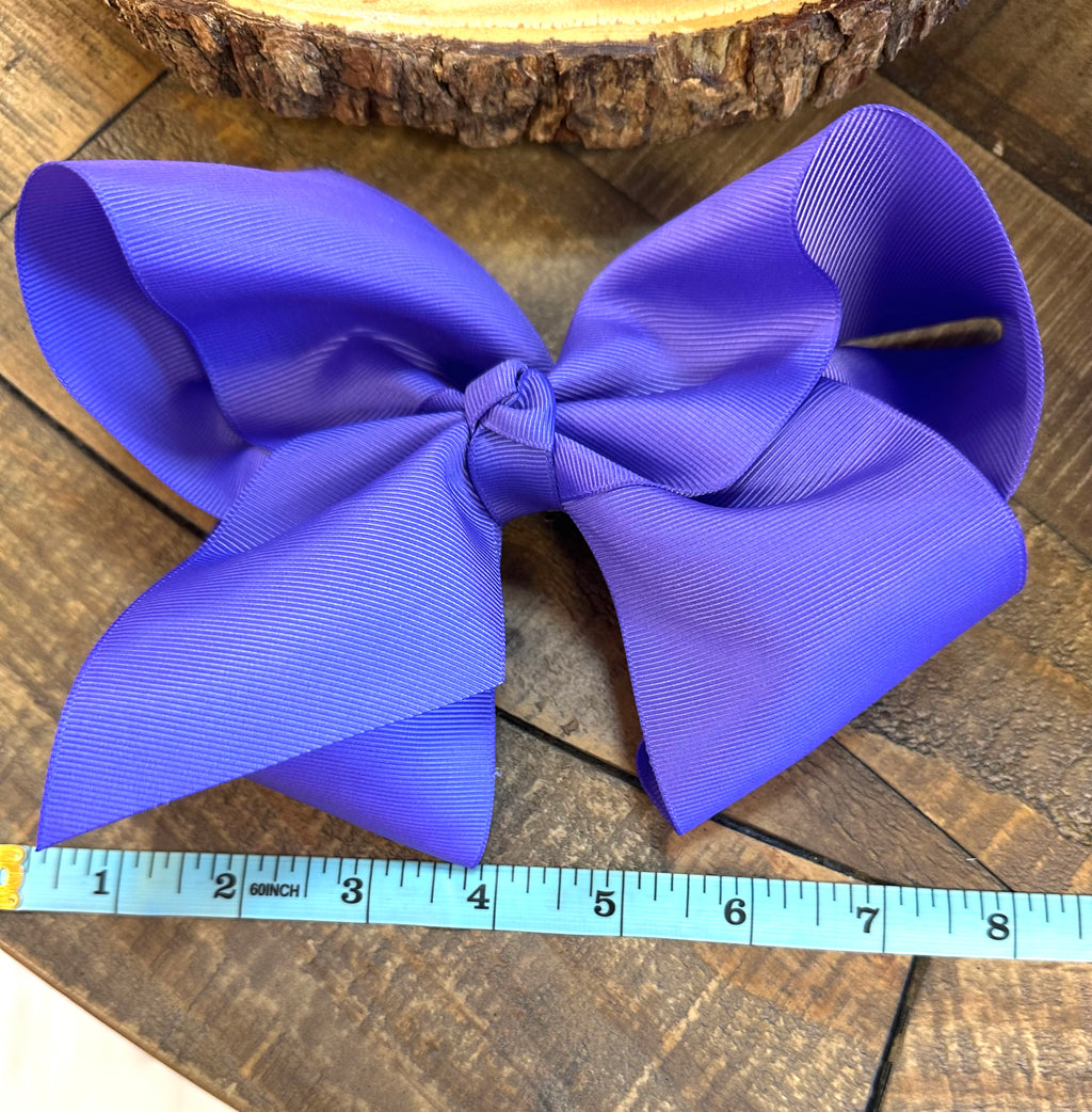 Hair Bow 8” Alligator Clip - Blue Violet