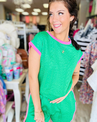 Green & Pink 2 piece short set - Mini Mee Boutique