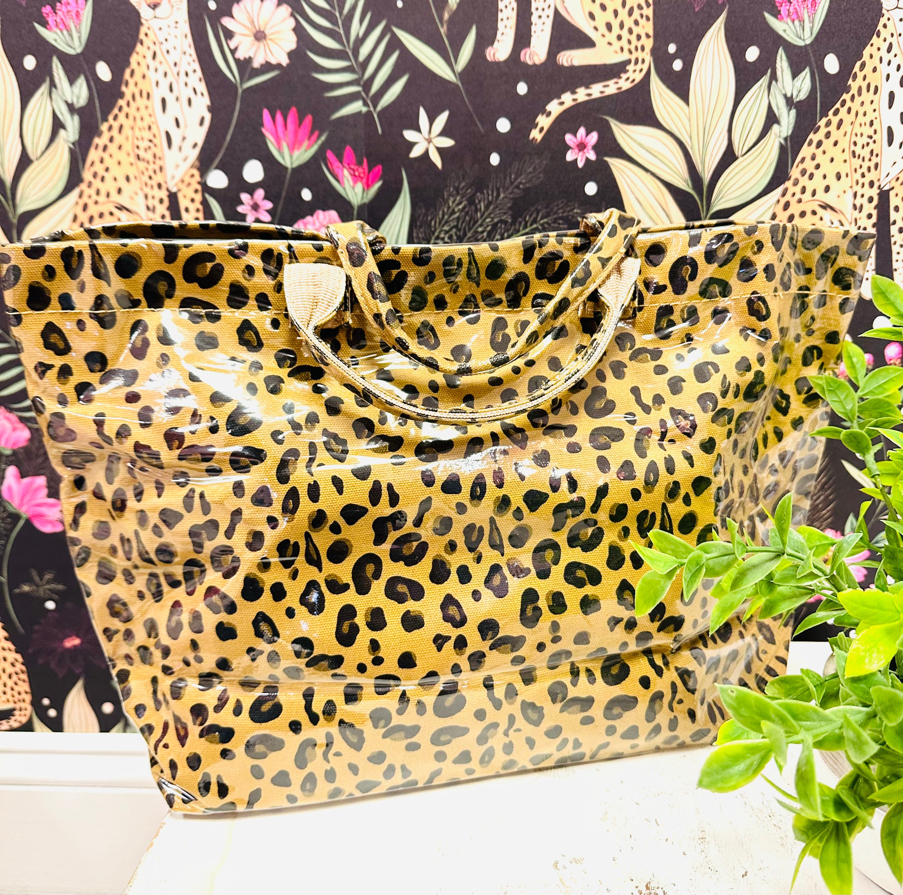 Women’s Leopard Print Vinyl Tote Bag