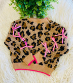 Girl’s Cheetah and Bow Sweater