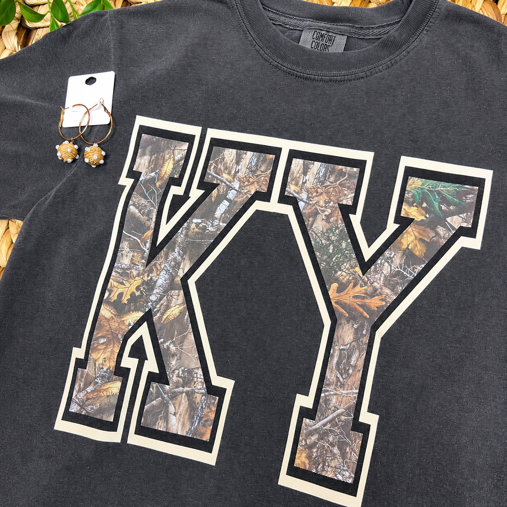 Women’s Gray Camo Print KY Tee