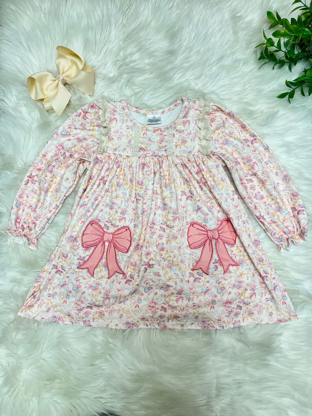 Girl’s Floral Print Bow Dress
