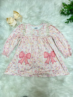 Girl’s Floral Print Bow Dress