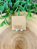 Women’s Diamond Bow and White Flower Clip-On Earrings