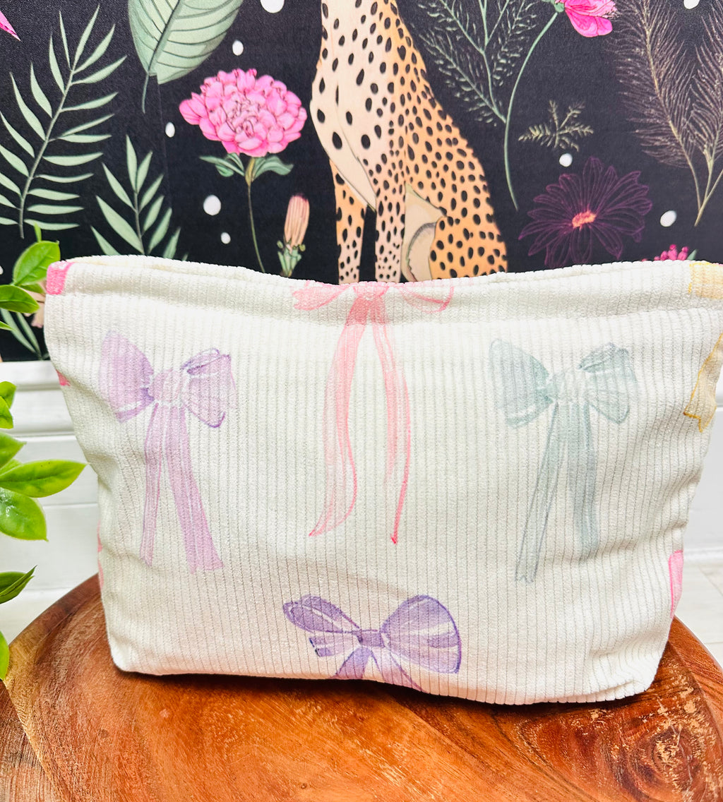 Cream and Colorful Bows Printed Bag