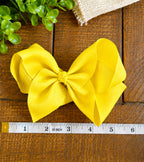 Hair Bow 6” Alligator Clip - Butter Yellow