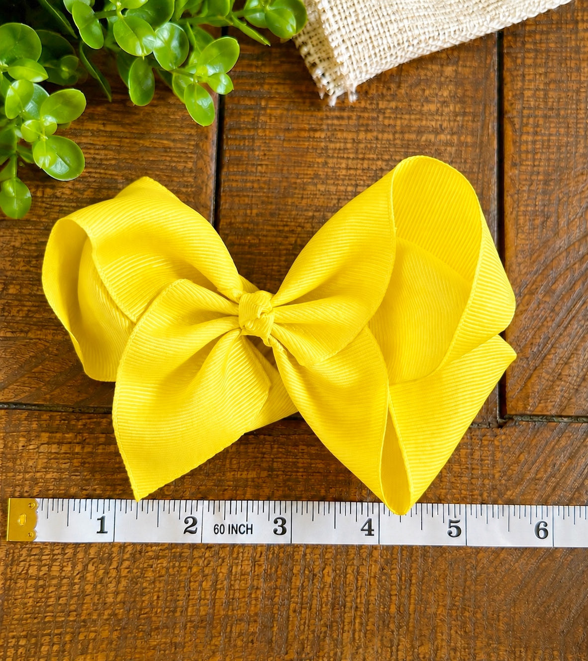 Hair Bow 6” Alligator Clip - Butter Yellow