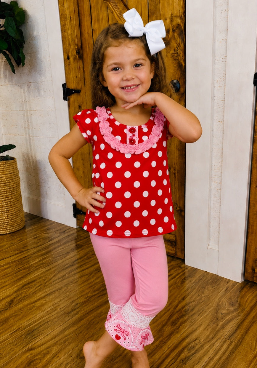 Girls Polka Dot Cherries Hi-Low Top Set