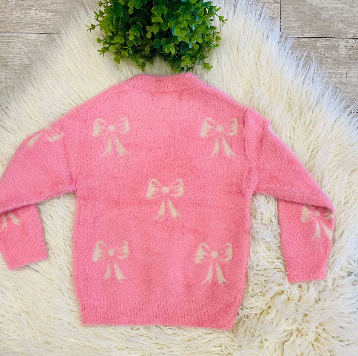 Girl’s Pink Bow Knit Sweater