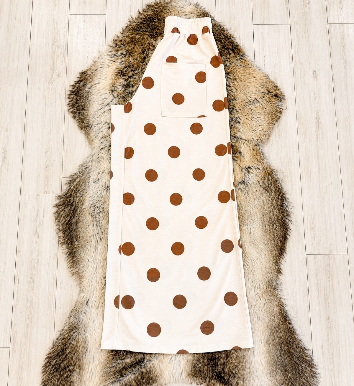 Women’s Evermmee Tan Polka Dot Wide Leg Pull on Pants