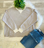 Women’s Zenana Washed Exposed Seam Sweatshirt In Washed Taupe