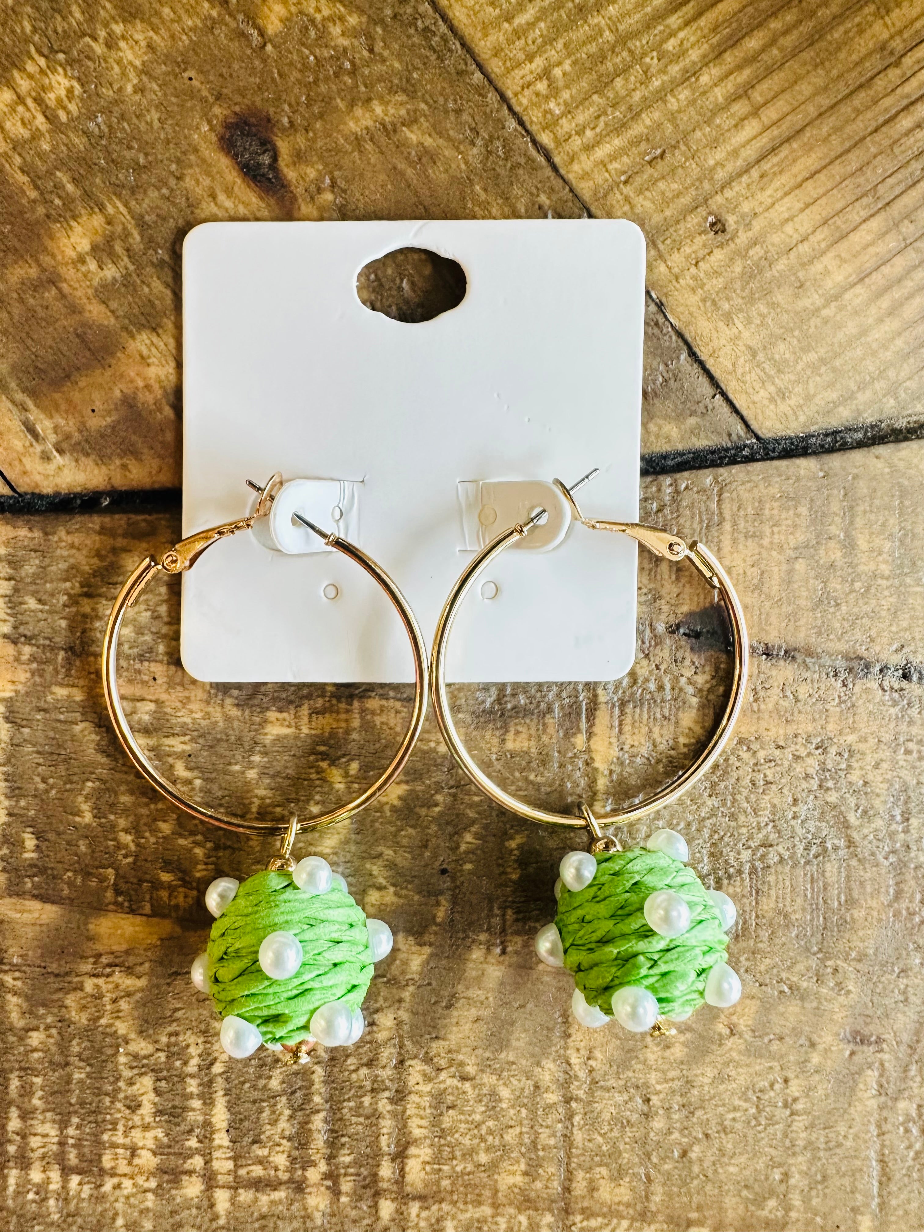 Women’s Green Dangled Hoops Earrings