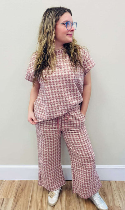 Pink Diamond Pattern 2 Piece Set