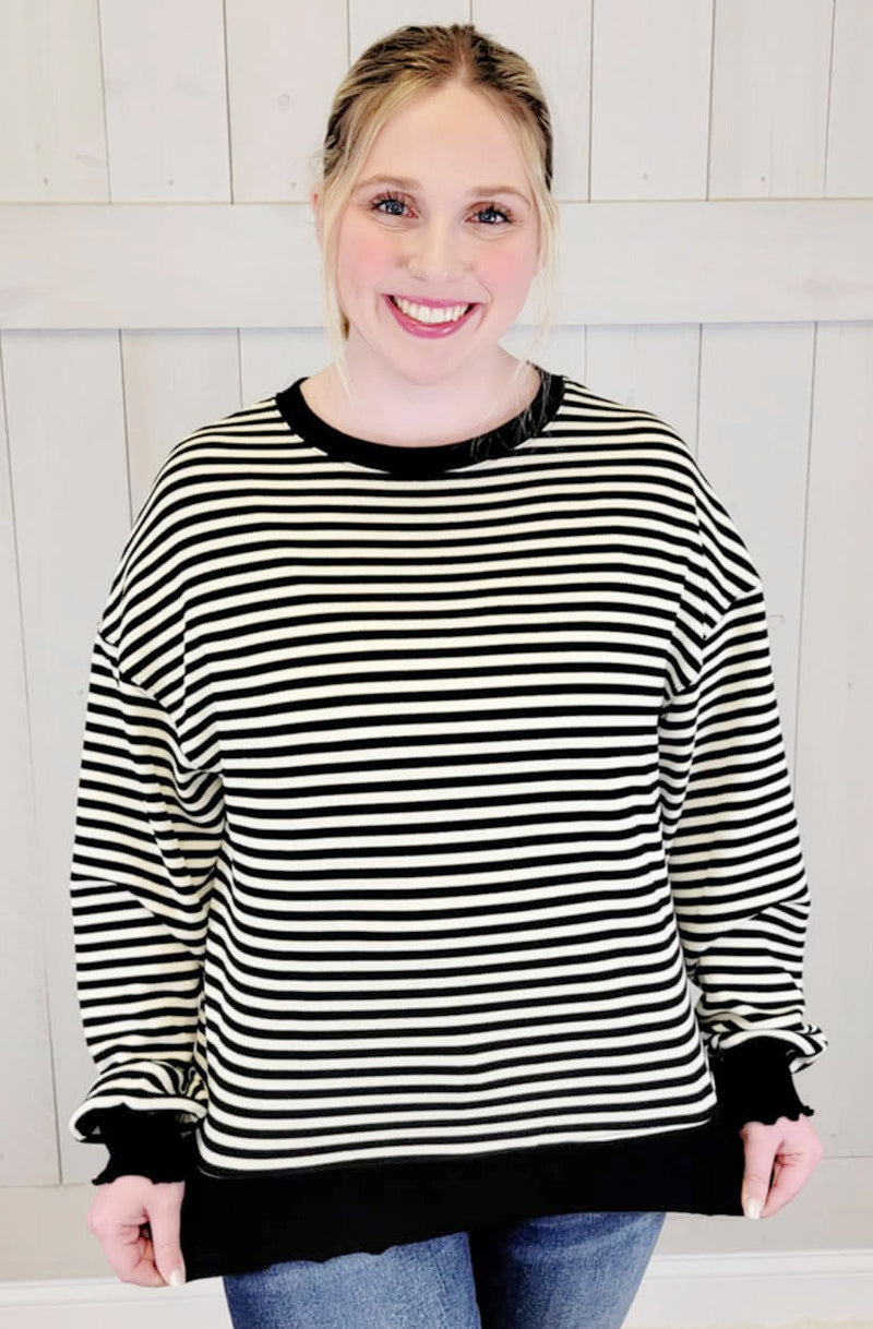 Black Striped "Too Good to Be True" Sweater