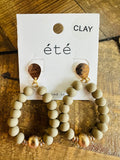 Women’s Brown and Gold Clay Beaded Earrings