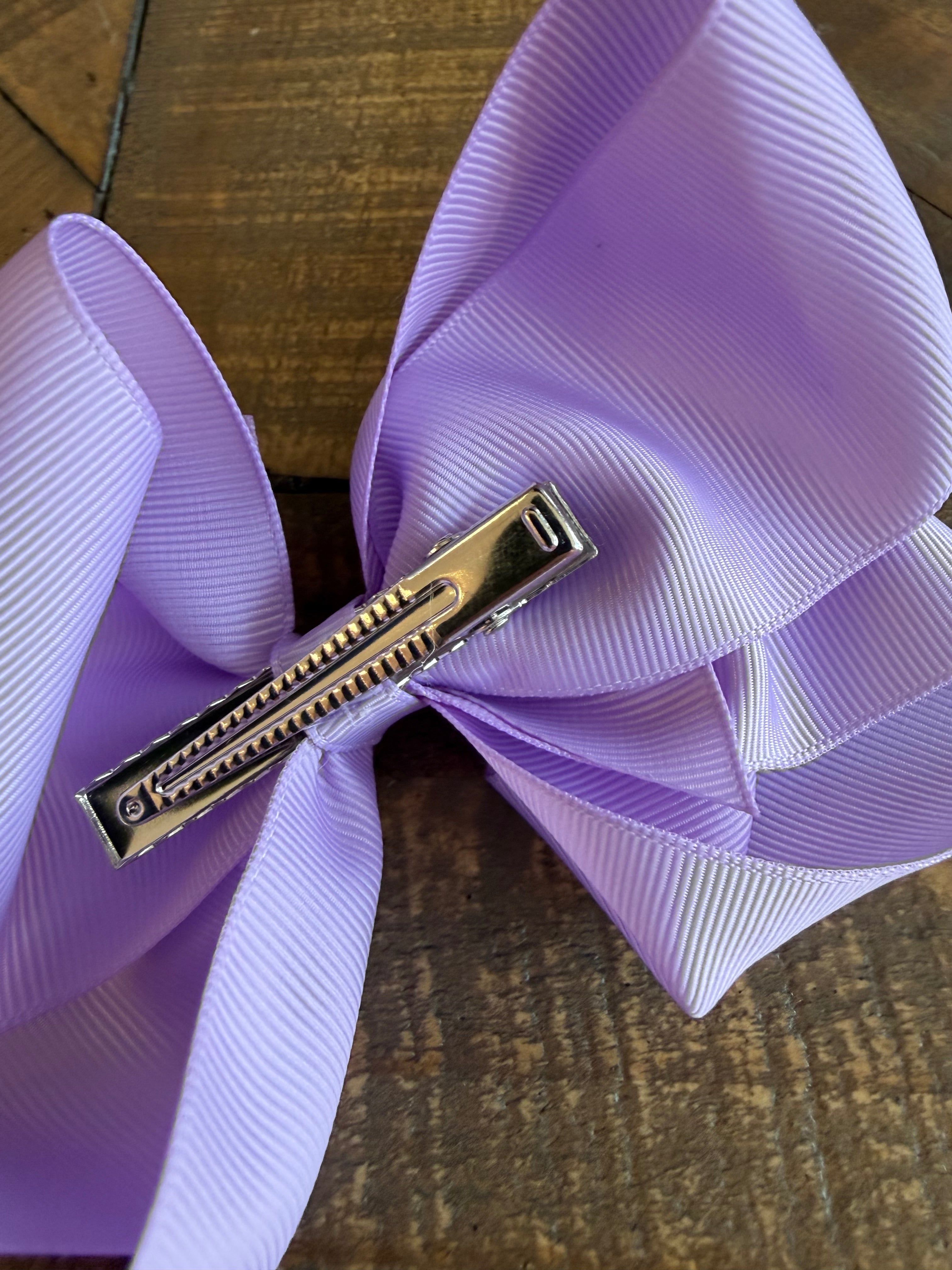 Hair Bow 6” Alligator Clip - Light Violet