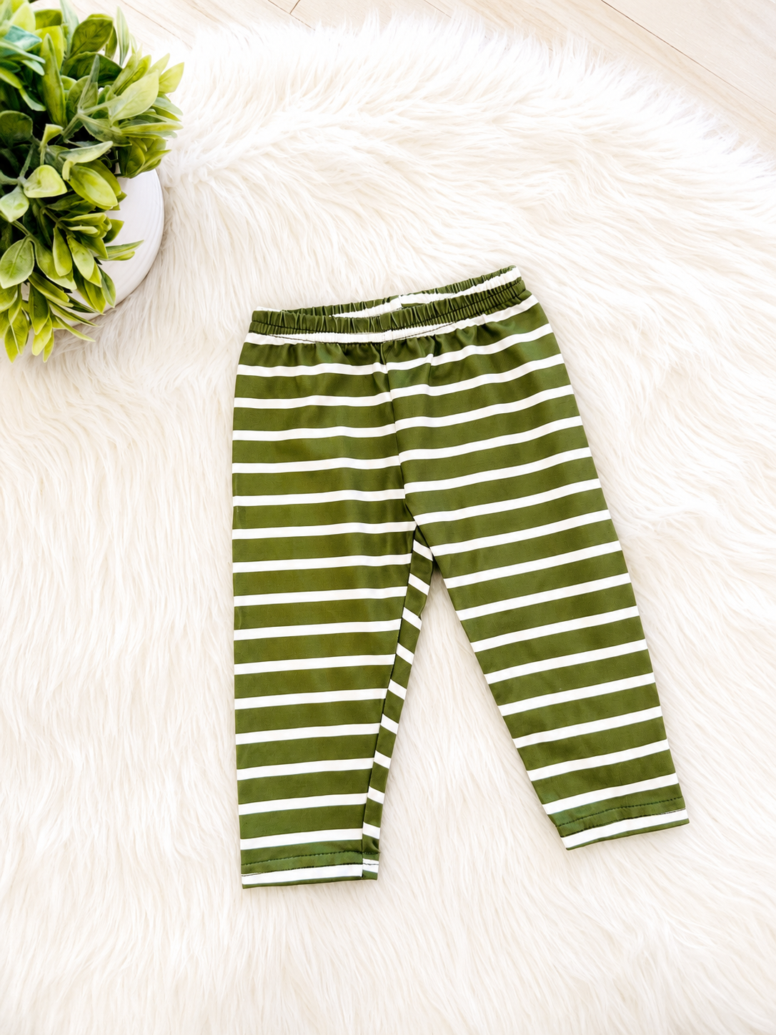 Girl’s Red and Green Floral Stripe Pant Outfit Set