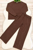 Women’s Zenana Cute Cotton Long Sleeve Set in Brown