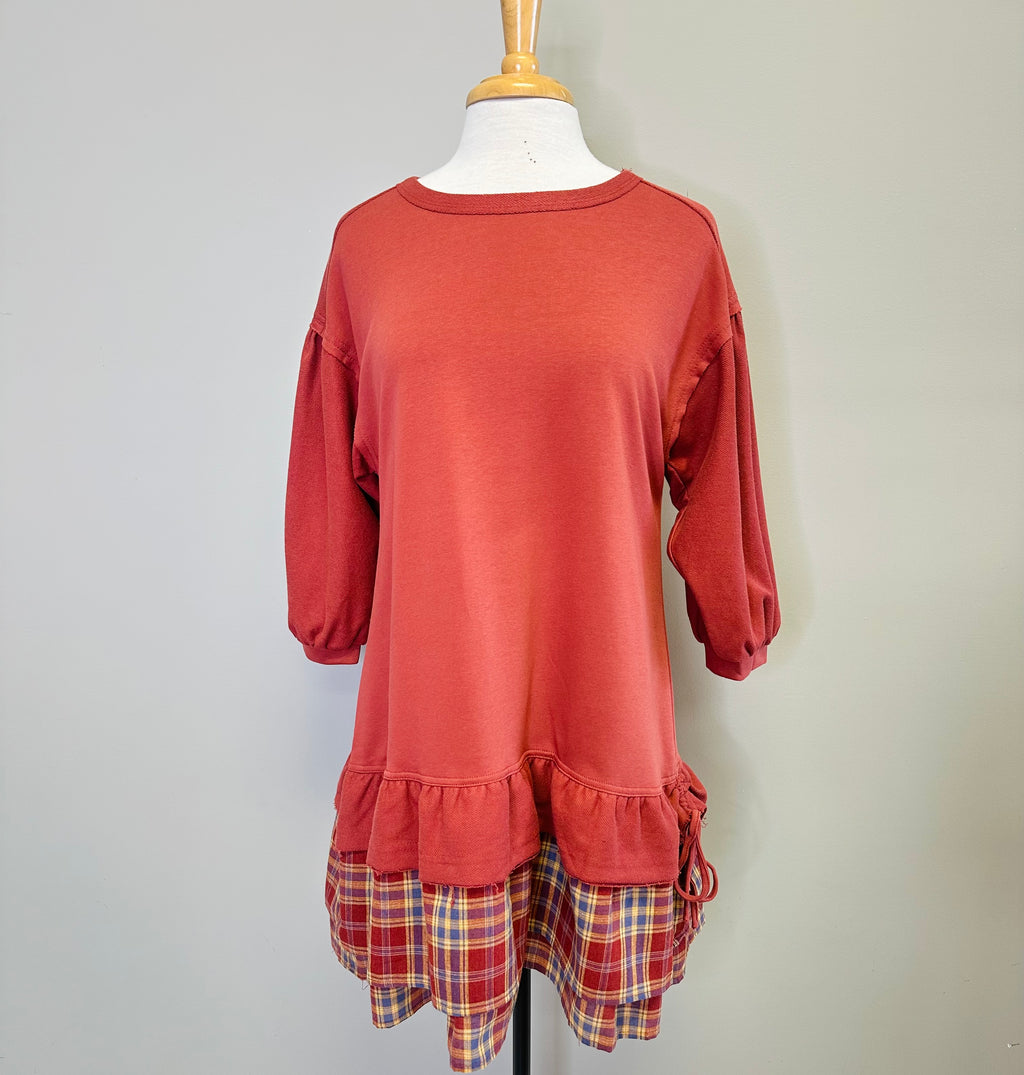 Women’s Umgee Burnt Orange Plaid Dress