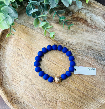 Clay Beaded with Gold Accent Bracelet