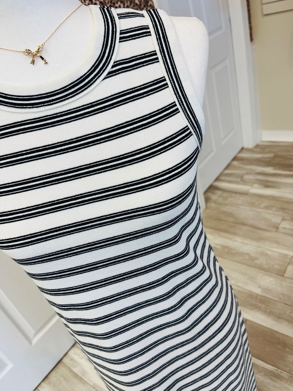 Women’s Blu Pepper Black Stripe Button Down Back Dress