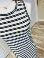 Women’s Blu Pepper Black Stripe Button Down Back Dress