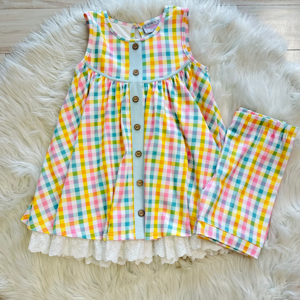 Girl’s Colorful Checkered Print Set
