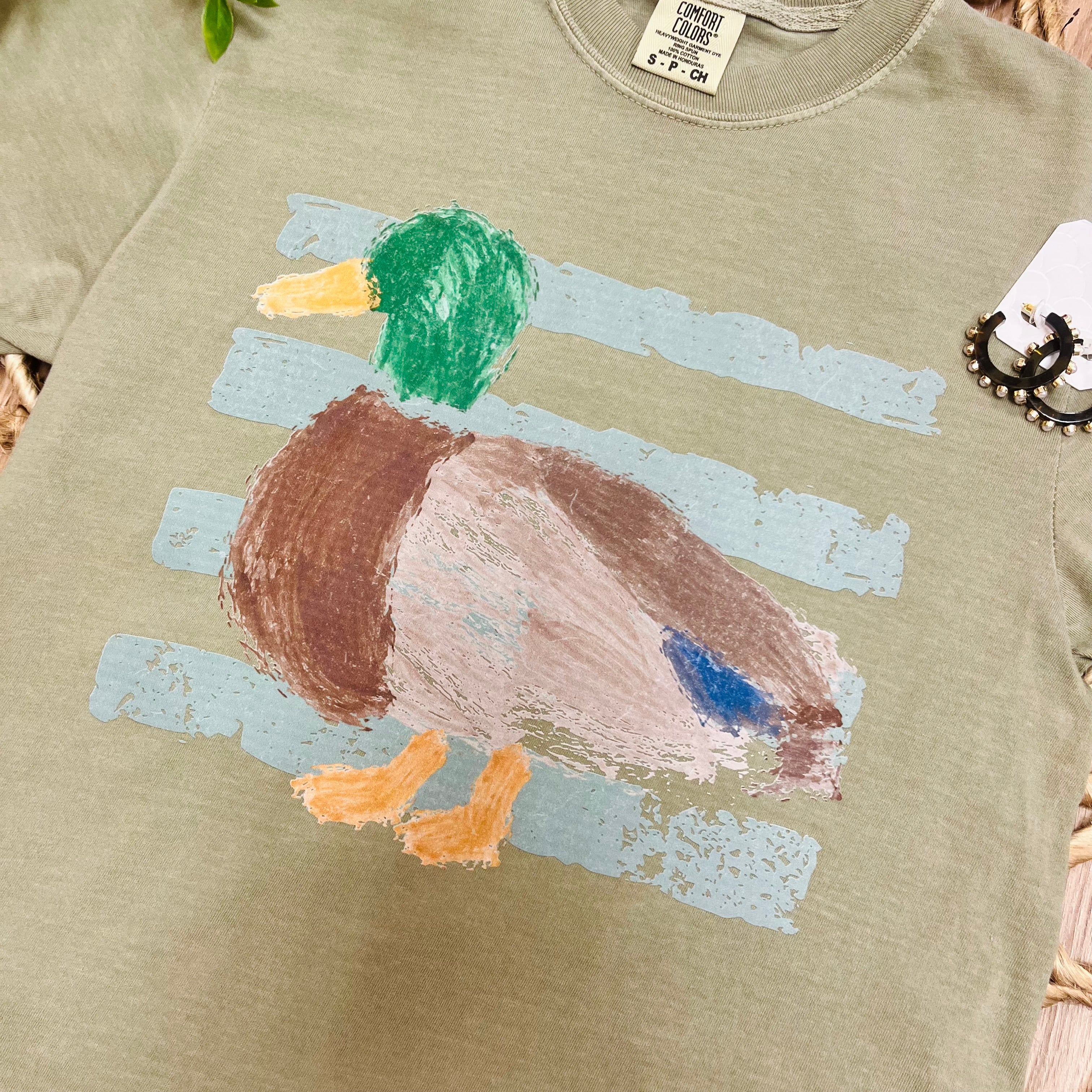 Women’s Green Duck Stripe Tee