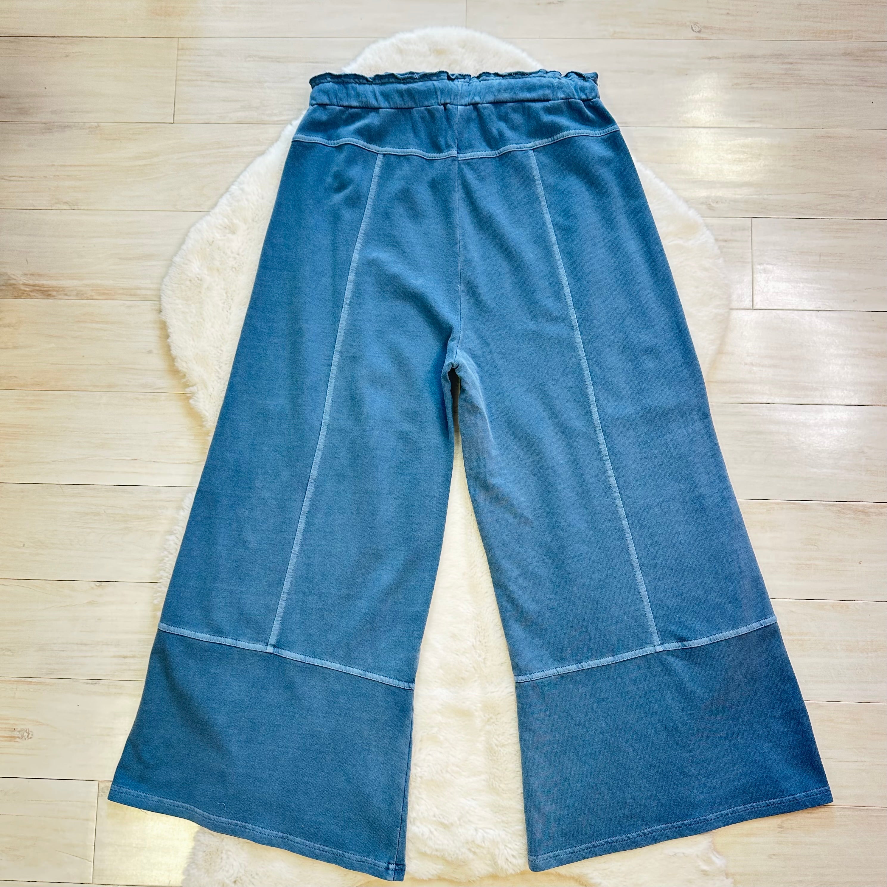 Women’s Blue Mineral Wash Wide Leg Pants