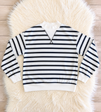 Navy Blue Striped Women’s Evermmee Mock neck Pant Set