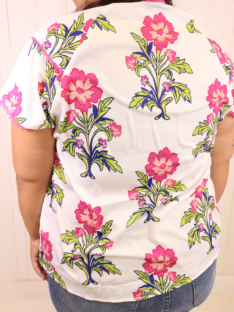 Curvy Floral Print Blouse