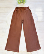Women’s Zenana Brown Ribbed Pant Set