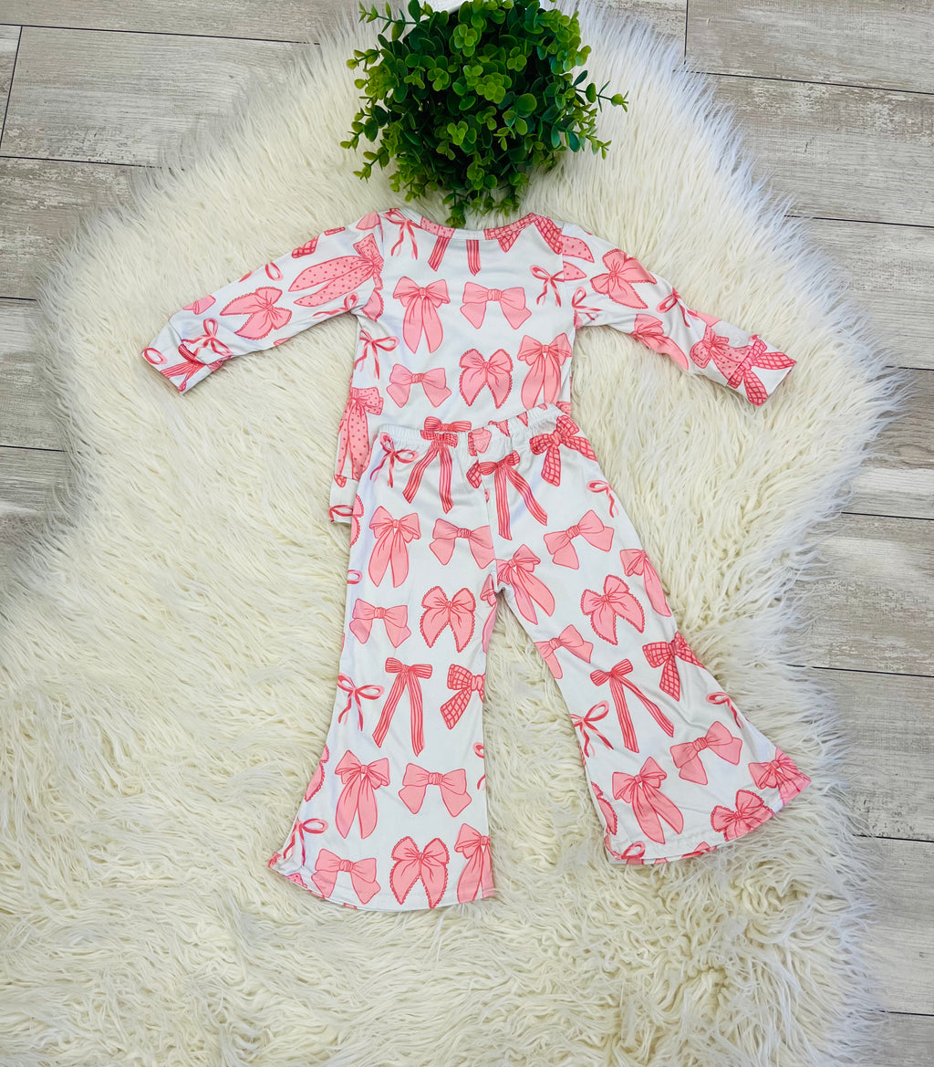 Girl’s Pink Bow Flare Leg Outfit