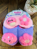Girl’s hot focus fluffy clouds purple slippers and eye mask