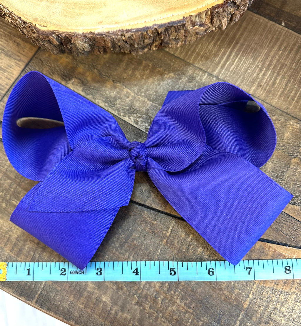 Hair Bow 8” Alligator Clip - Dark Purple