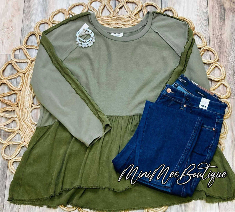 Olive Babydoll Top - Mini Mee Boutique