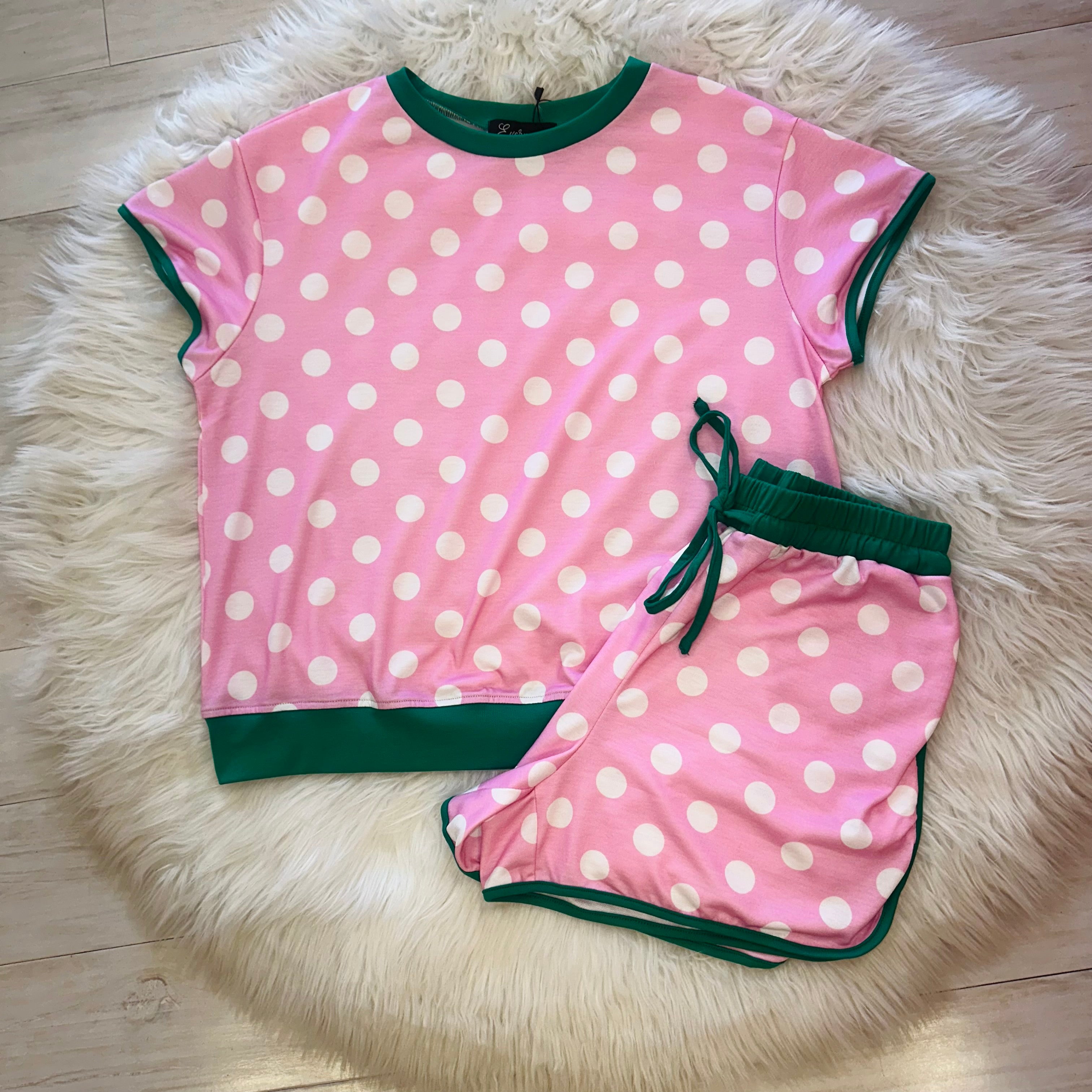 Women’s Evermmee Pink and Green Polka Dot set