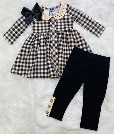 Girl's Serendipity Brand Black Flannel Set - Mini Mee Boutique